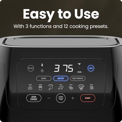 Black 10L Digital Air Fryer with Rotisserie U933