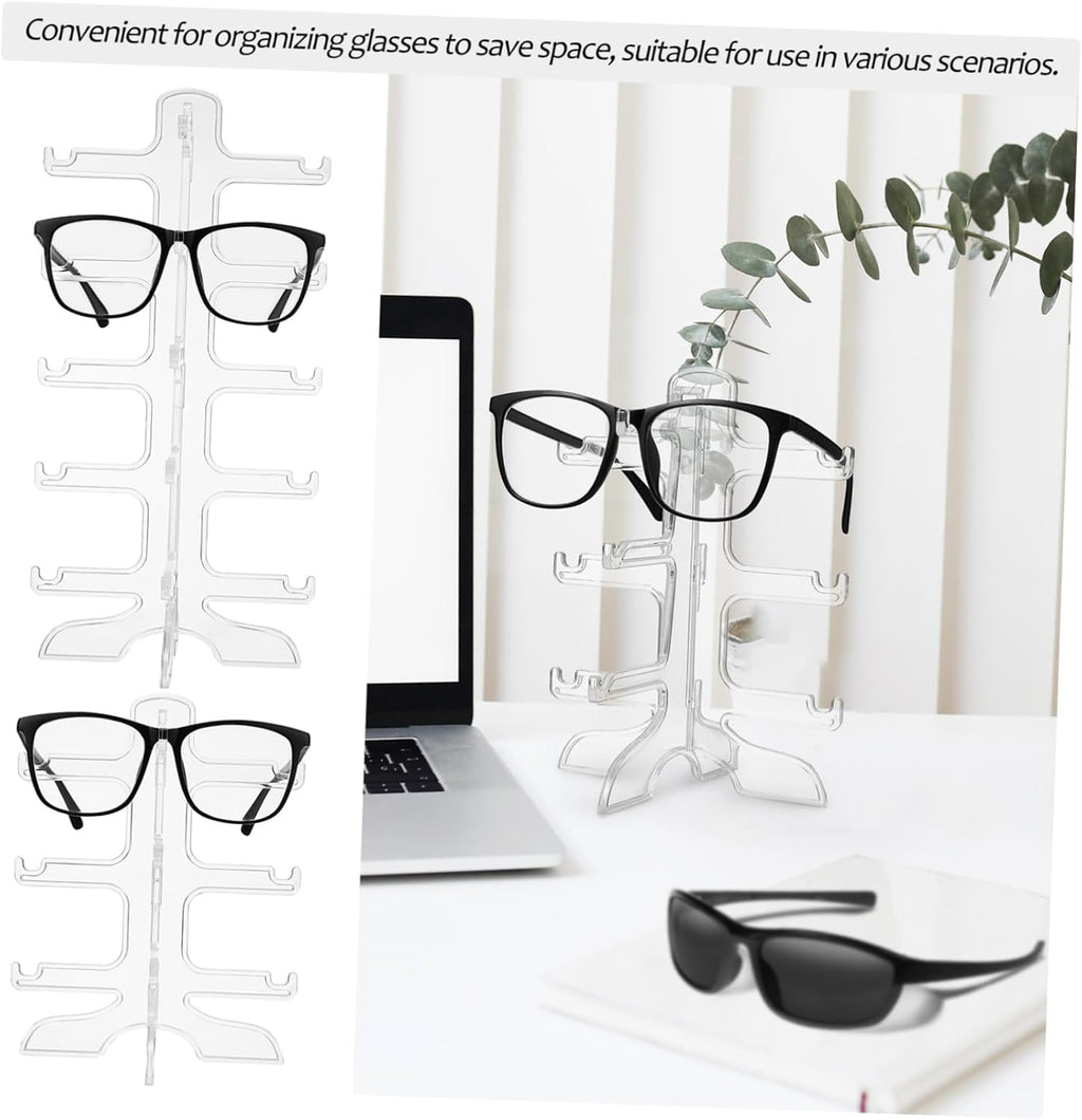 2 Pcs Transparent Plastic Glasses Display Stand Sunglasses Rack Organiser Holder L20889