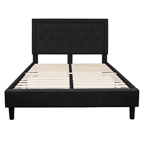 Queen Size Beige Fabric Upholstered Platform Bed with Pocket Spring Mattress F413
