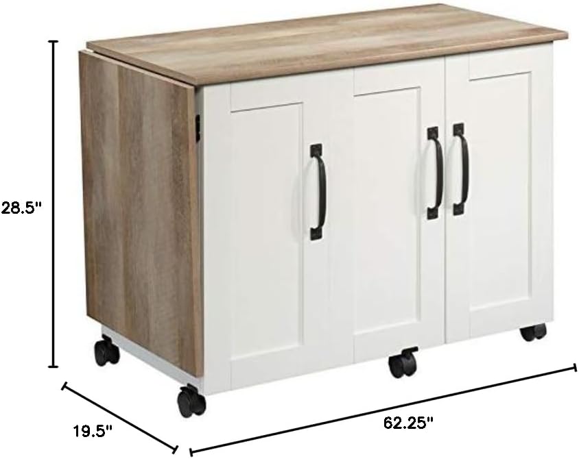 Contemporary Engineered Wood Sewing Craft Table in Soft White N60068