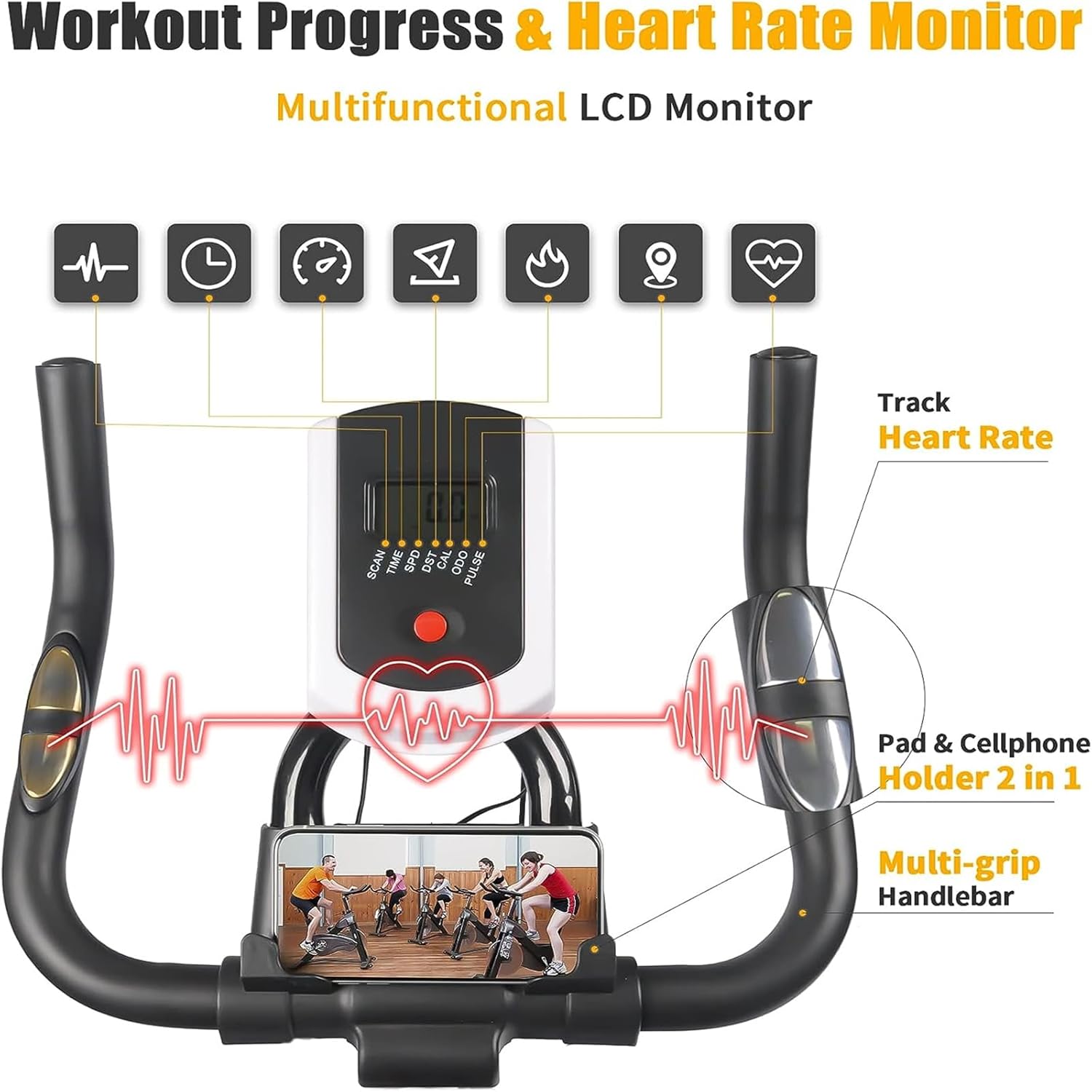 Exercise Stationary Bike with LCD Monitor V2476