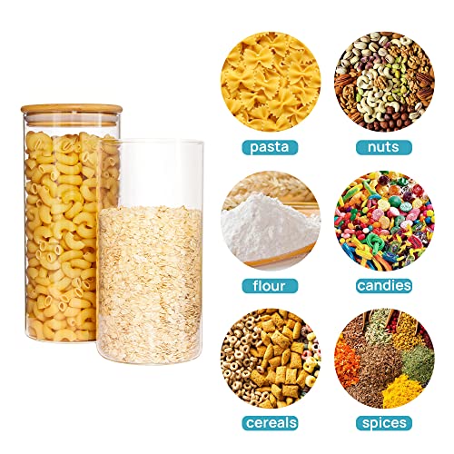 Set of 3 Glass Food Storage Jars with Airtight Bamboo Wooden Lids L91663