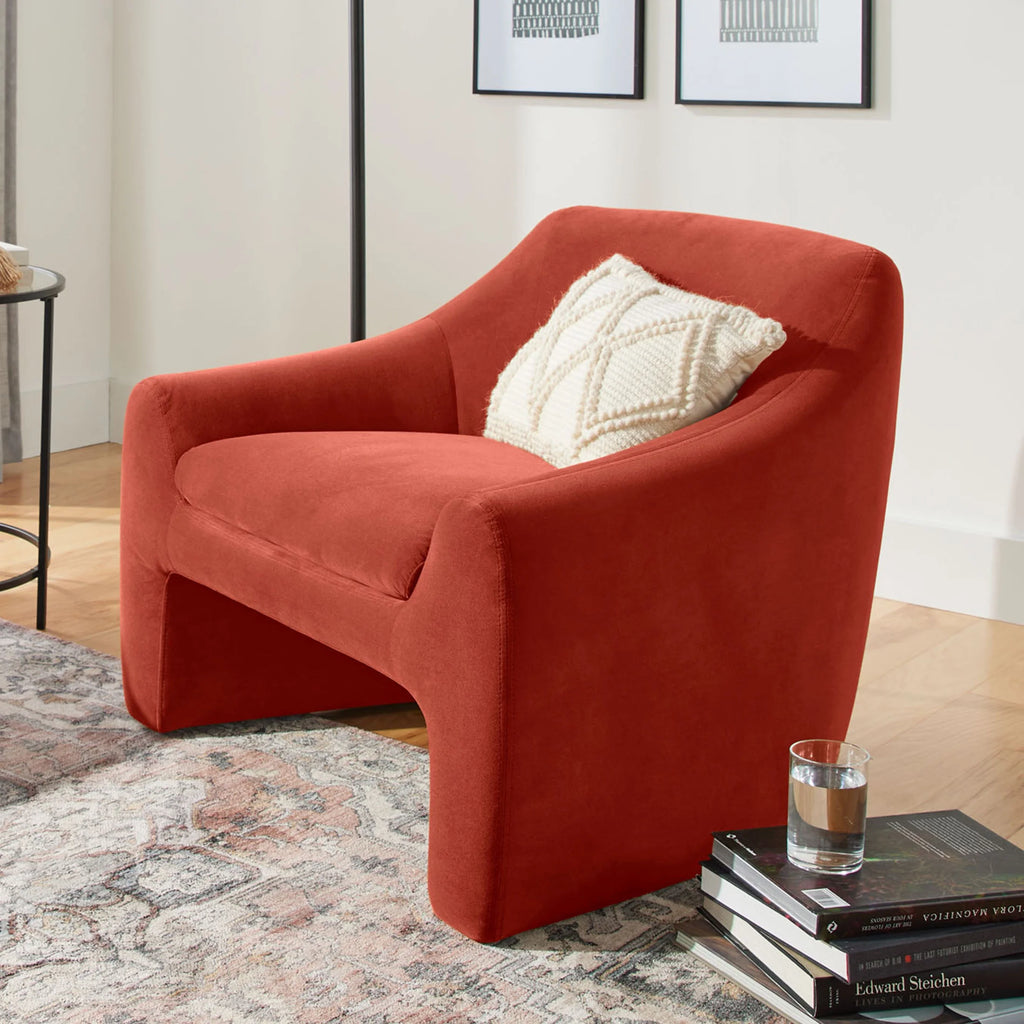 Rustic Red Velvet Accent Chair U2018