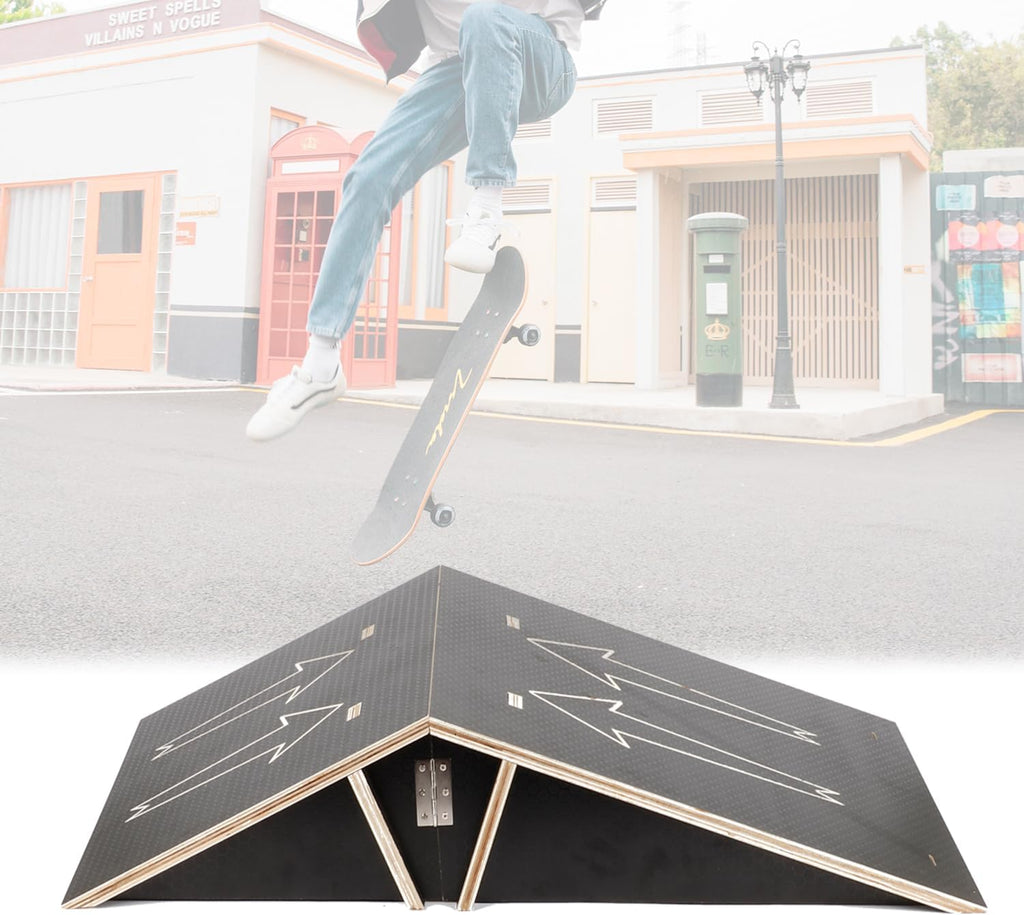 Black Double Sided Skateboard Ramp with Carry Rope Y606141