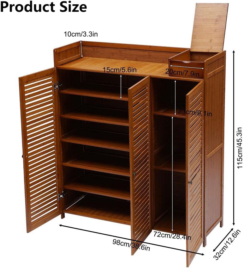 7 Tier Bamboo Shoe Cabinet with Doors Z219
