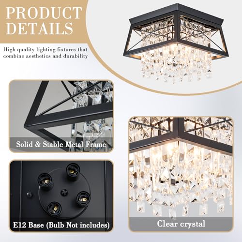 11.8 inch 4-Light Black Metal Ceiling Light F26452