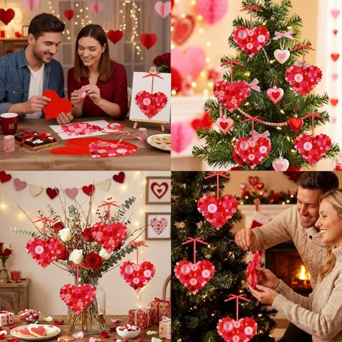 12 Sets Button Christmas Tree Craft Kits Green Q406