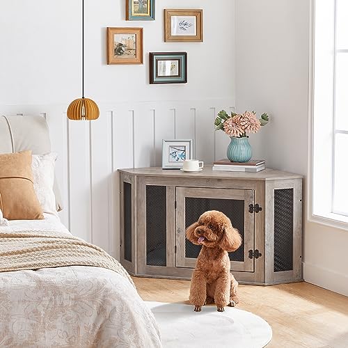 Greige and Black Wooden Dog Crate Furniture M1261