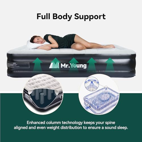 Twin Size 18" Inflatable Air Mattress with Built-in Pump and Carrying Bag D594