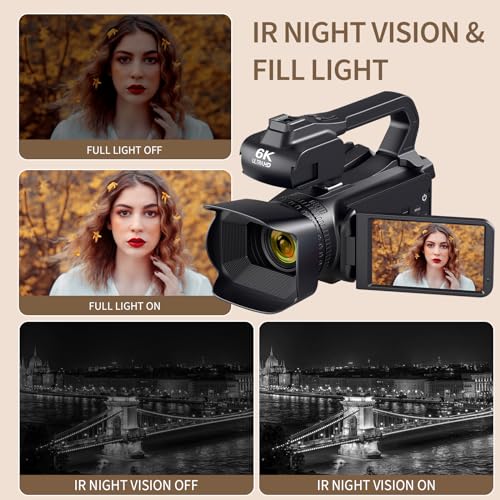 6K 64MP IR Night Vision Digital Camera with 18X Digital Zoom 4.0" Touch Screen WiFi and 64G SD Card V184672