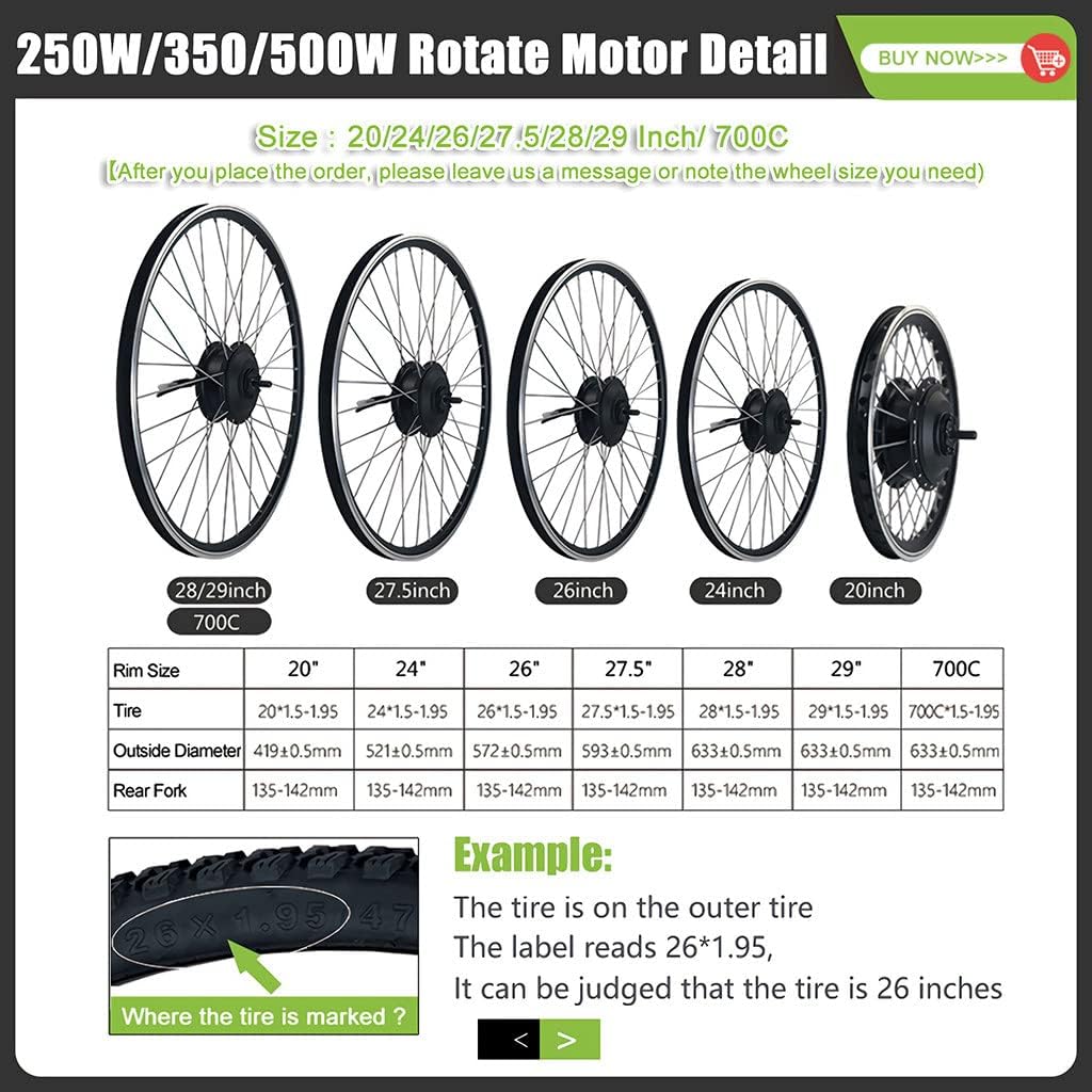 48V 500W 26 Front Wheel Electric Bicycle Motor Kit A3540