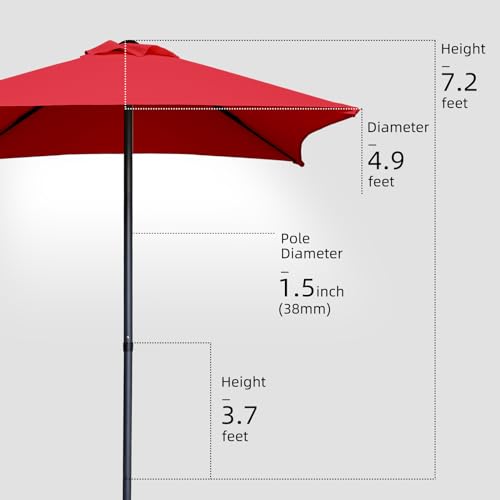 4.9 ft Patio Umbrella with 4 Reinforced Ribs Q7933