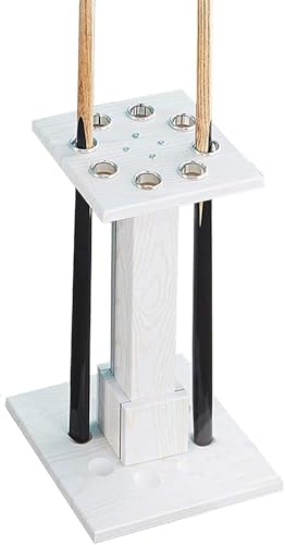 White Wooden Pool Cue Rack Stand Holds 8 Cues C83768