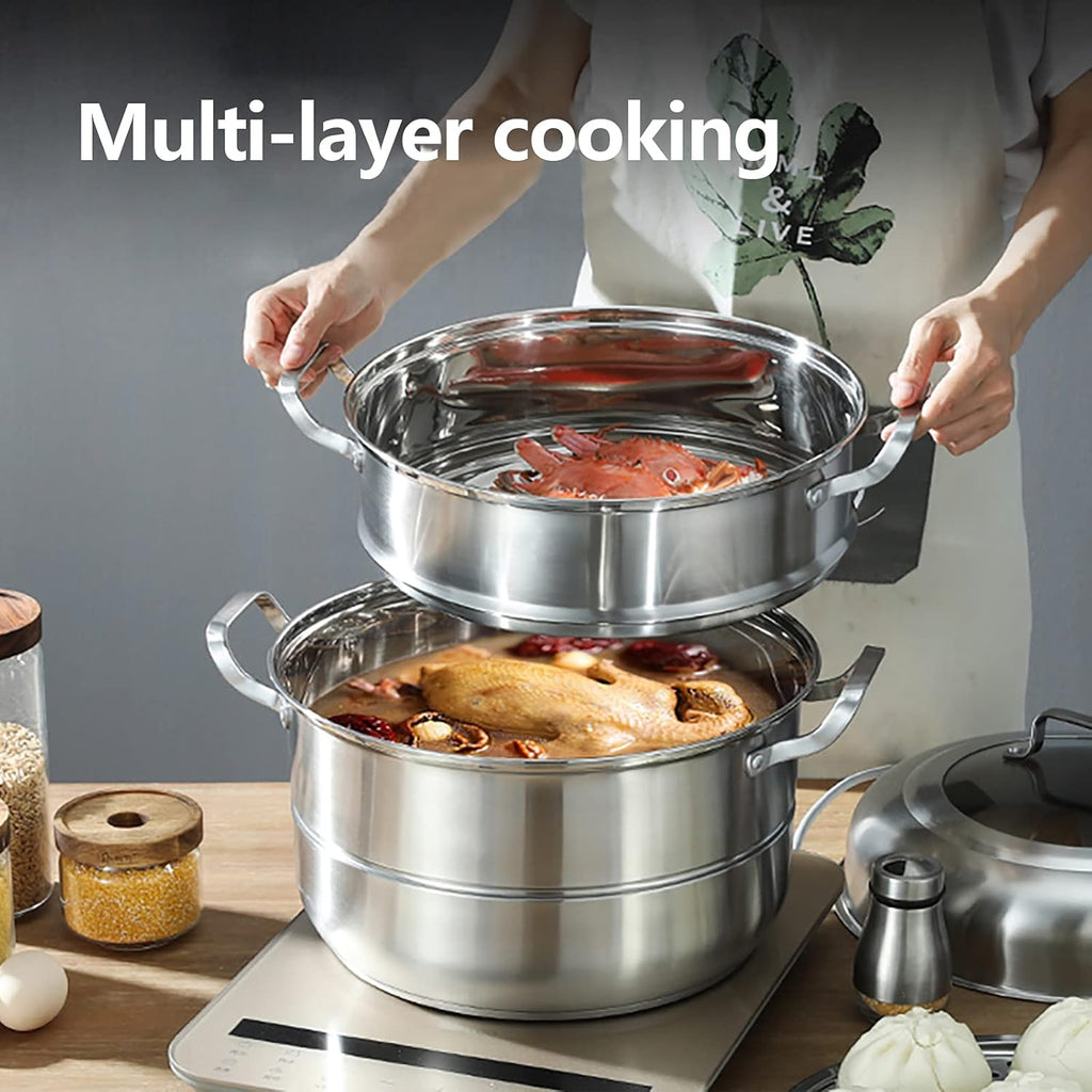 Stainless Steel 5 Levels Steamer with Glass Lid 32cm A397