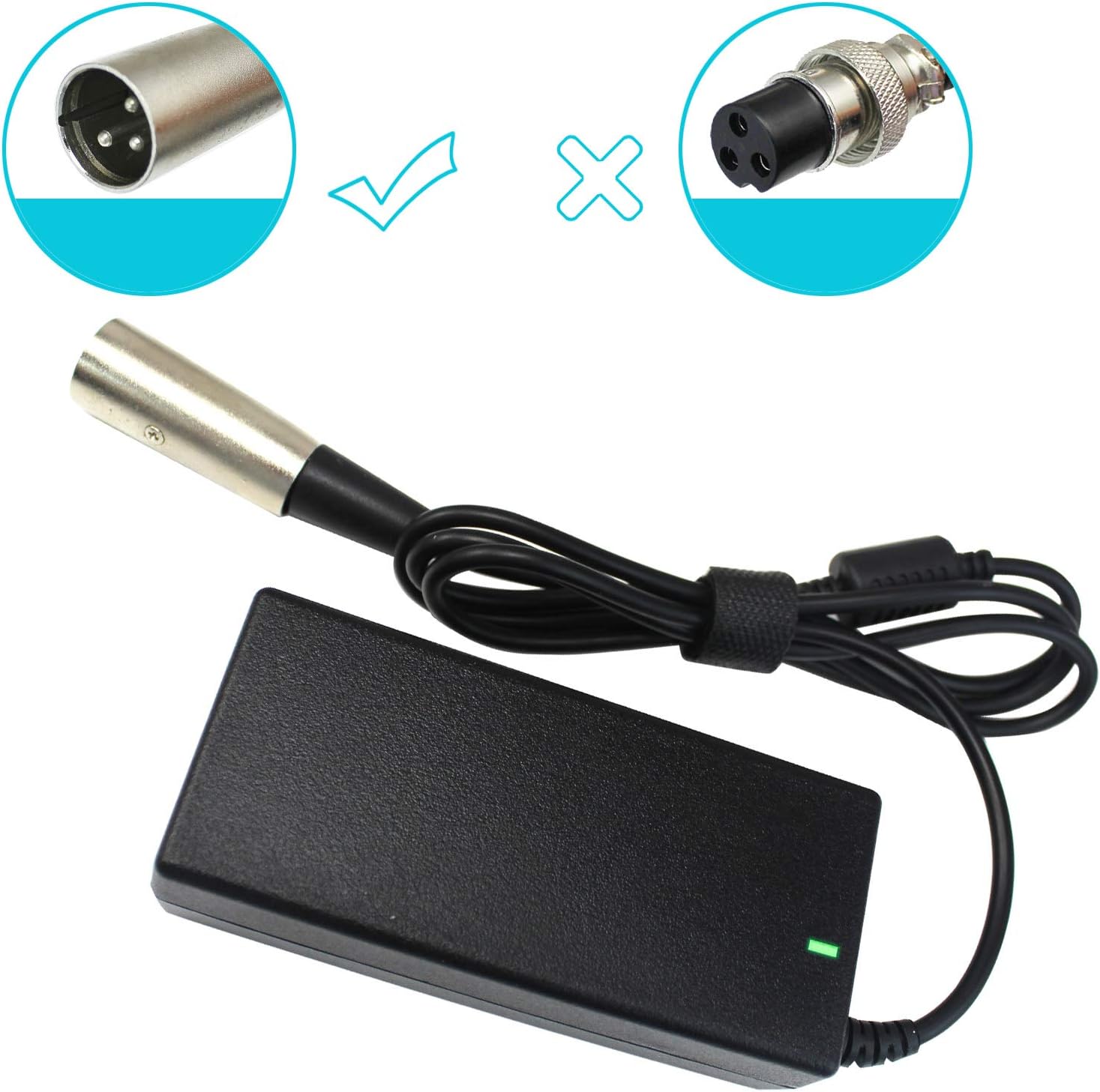 24V 2A Male 3-Pin XLR Scooter Battery Charger G8942