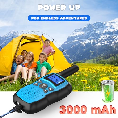 2 Pack Pink Purple Rechargeable Walkie Talkies with USB Charger 6000mAh Battery Flashlight Lanyard Q665