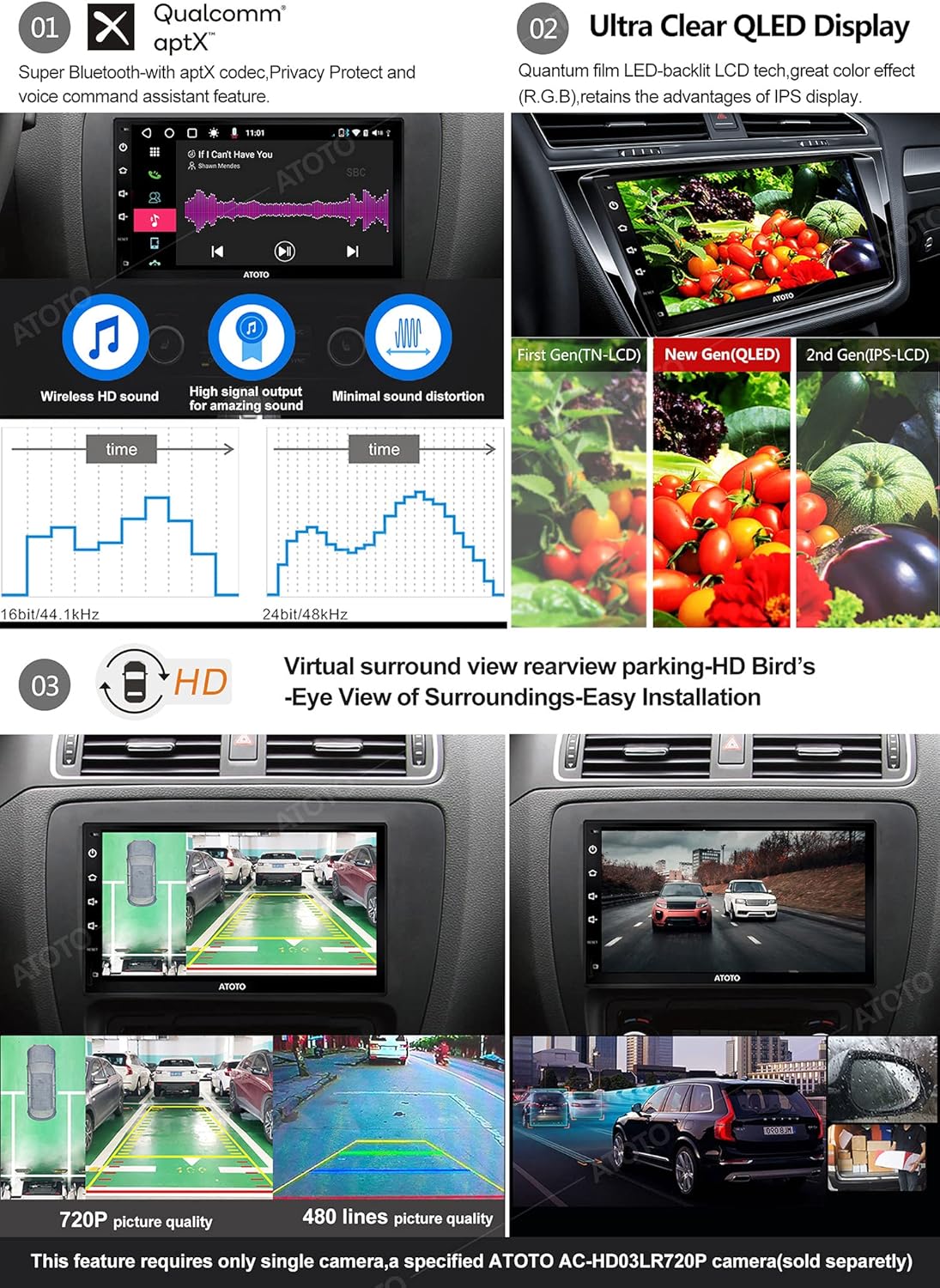 7inch Double-DIN Android Car Stereo with Wireless CarPlay W298754