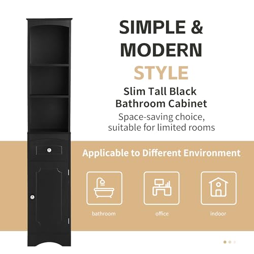Grey Tall Bathroom Cabinet with Door and Adjustable Shelf U291962
