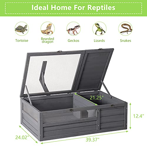 Grey Wooden Tortoise House Large Tortoise Enclosure U15319