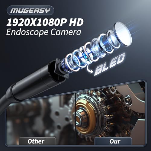 Endoscope Camera with 4.3" IPS Screen, 1920P HD, 16.4FT Semi-Rigid Cord, IP67 Waterproof (Orange) B36321