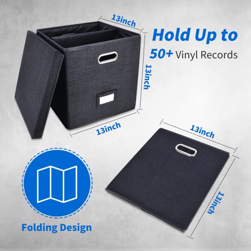 Vinyl Record Storage Box with Lid Black G85659