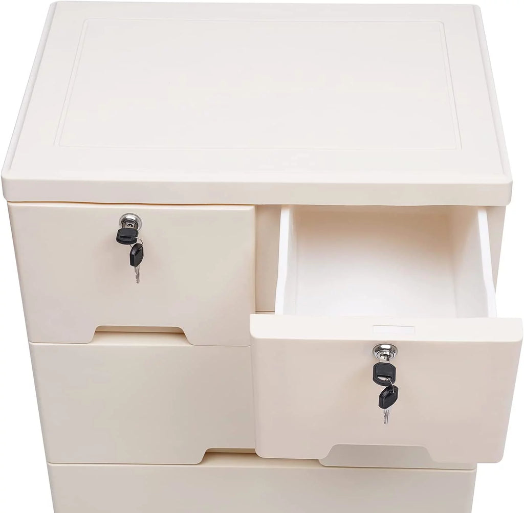 Beige Plastic 6 Drawer Dresser A4277