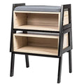 Small Entryway Bench with Cushion Seat, Wooden Shoe Rack, 15mm Maple Wood X796