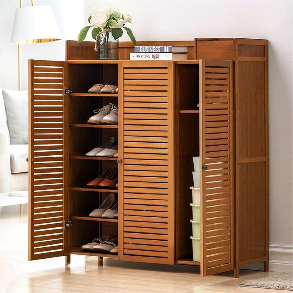 7 Tier Bamboo Shoe Cabinet with Doors Z219