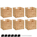 Set of 4 Handwoven Water Hyacinth Storage Baskets with Handles T41600