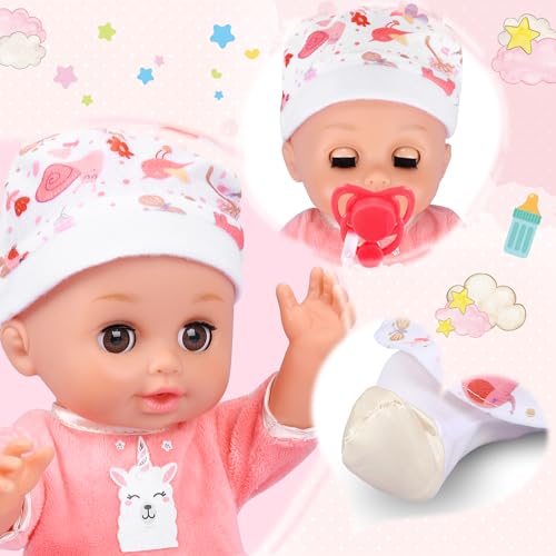 25Pcs Doll Care Toy Playset with Cradle Crib, High Chair, Milk Bottle, Pacifier, Diaper O15964