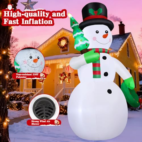 12 FT Christmas Inflatable Snowman with Christmas Tree & Wreath Built-in LEDs N347064