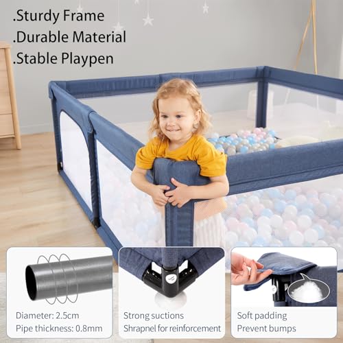 Black 79”x59” Baby Playpen with Door and Mesh G367
