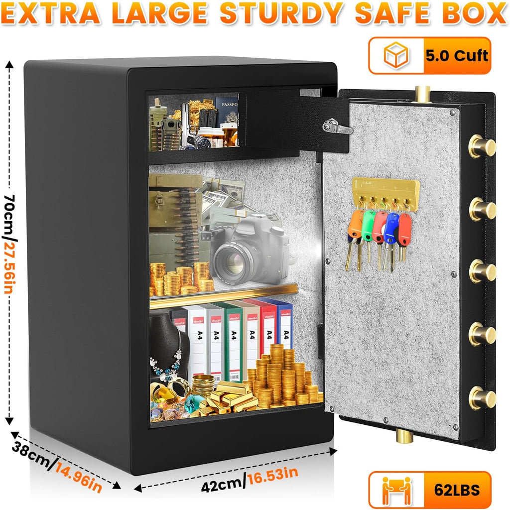 5.0 Cuft Fireproof Safe Box with Key Combination Lock D416