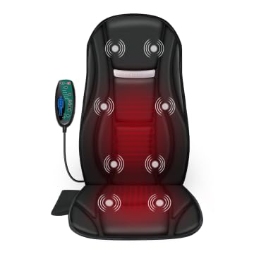 Vibration Back Massager with Heat, Seat Massager with 8 Vibrating Motors & 5 Modes, Chair Massager Cushion M5928