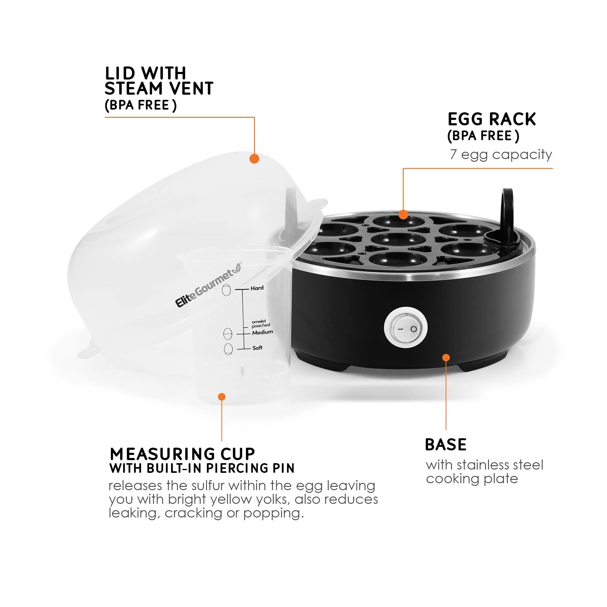 7-Egg Capacity Electric Egg Cooker, Black K1202