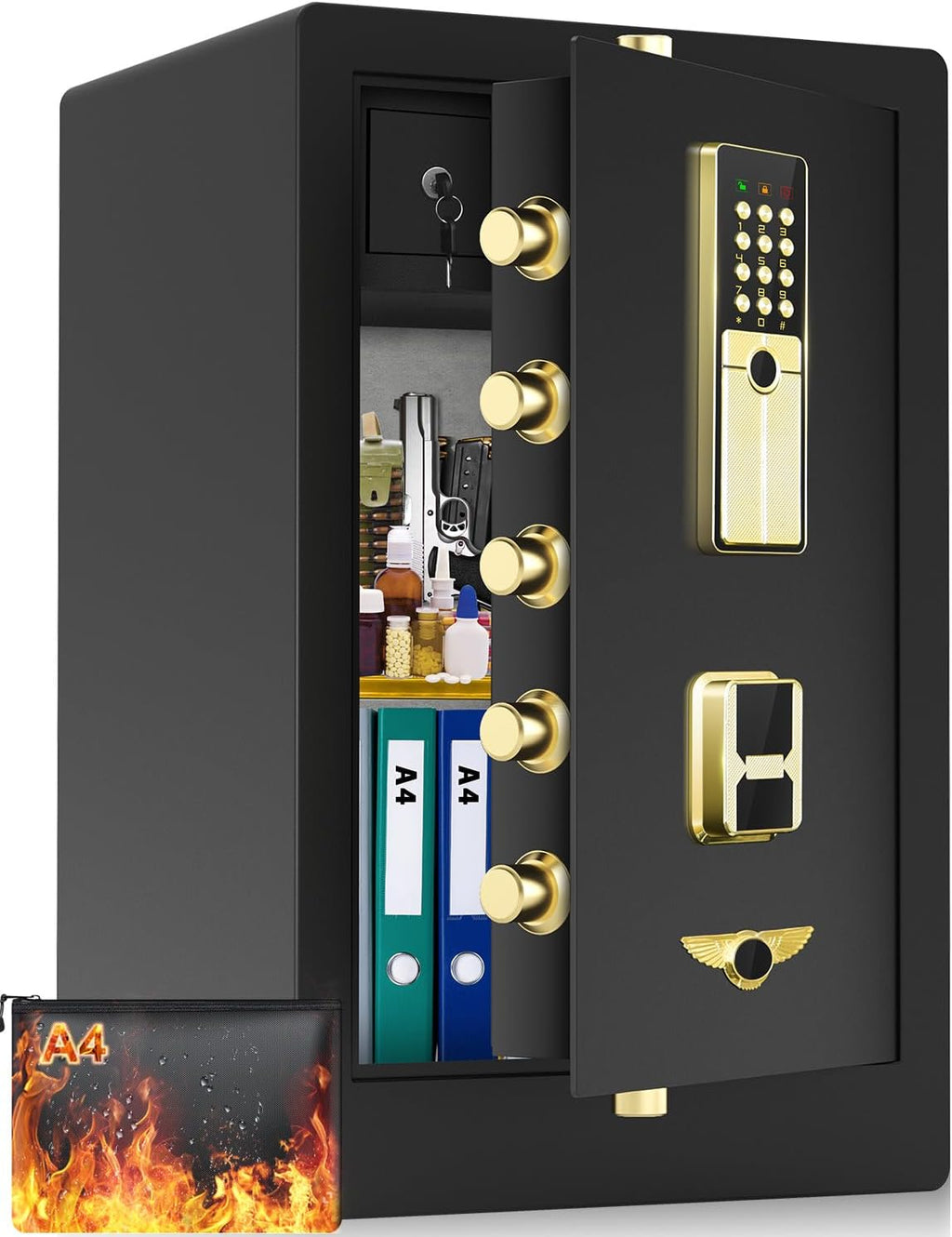 5.0 Cuft Fireproof Safe Box with Key Combination Lock D416