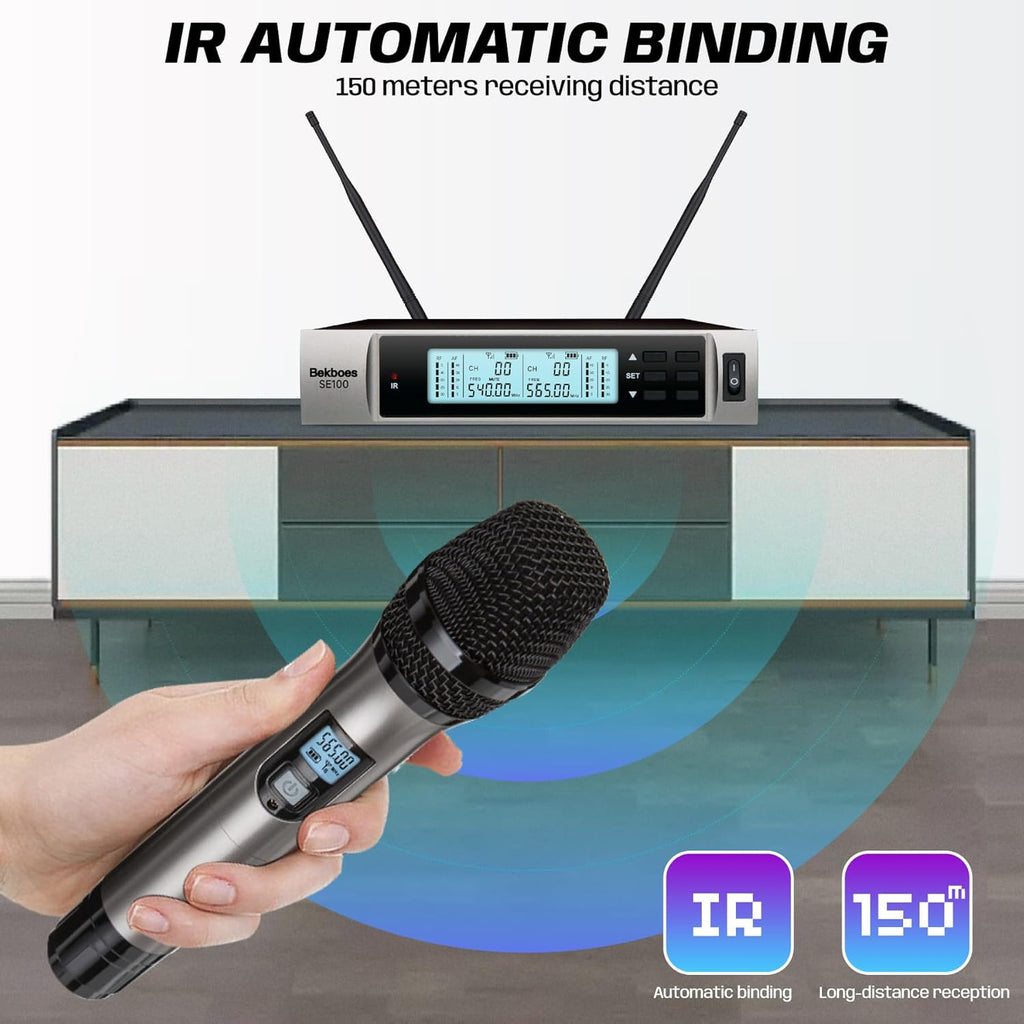 Dual Dynamic Handheld UHF Wireless Microphone System Y3505