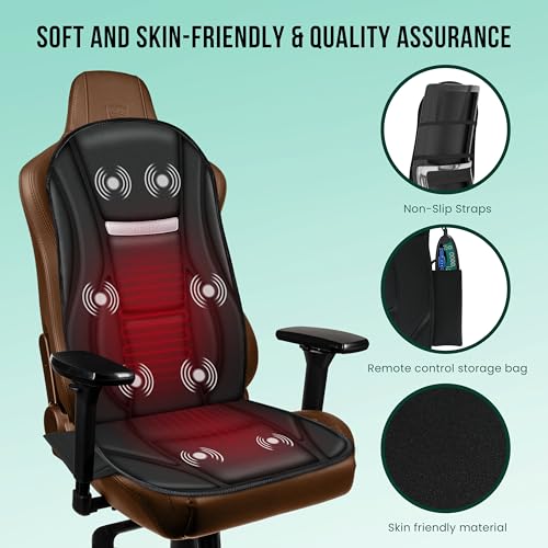 Vibration Back Massager with Heat, Seat Massager with 8 Vibrating Motors & 5 Modes, Chair Massager Cushion M5928