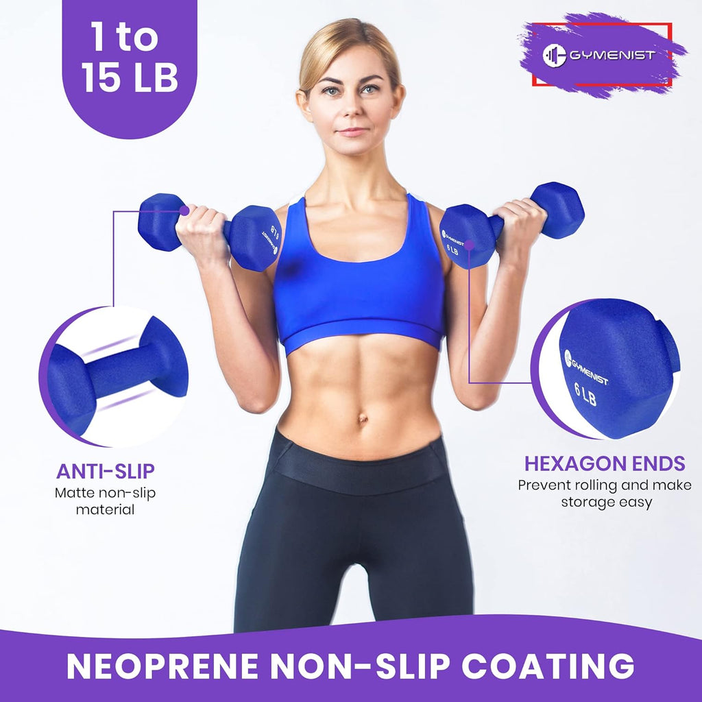 Pair of Dumbbells Set of 2 Soft Non Slip Grip Dumbbells Covered with Neoprene (12 LB) R9680