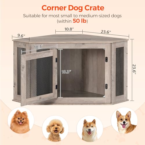 Greige and Black Wooden Dog Crate Furniture M1261