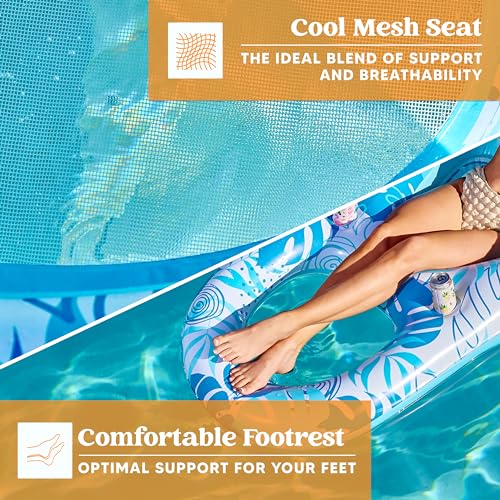 Inflatable Pool Float Lounge Chair with Cup Holders M6398