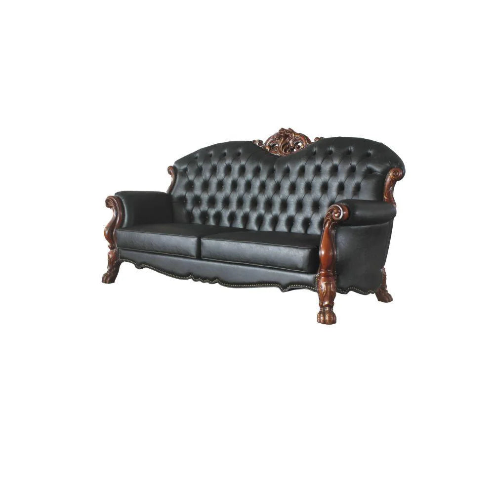 Cherry Oak Black PU Dresden Sofa Set 3 P K262282