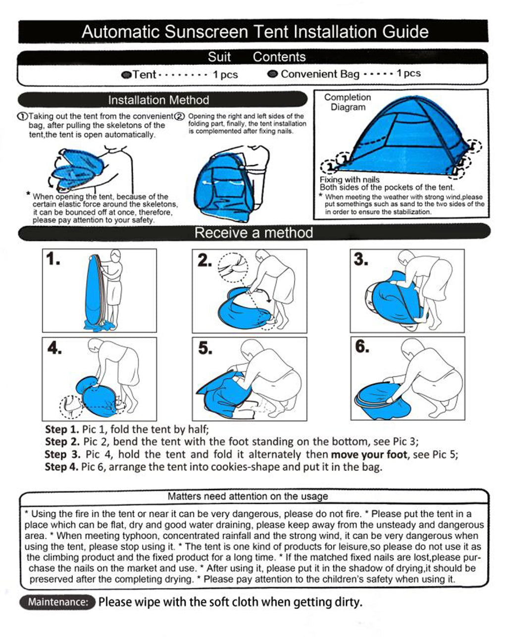 Automatic Pop Up Beach Tent W13184
