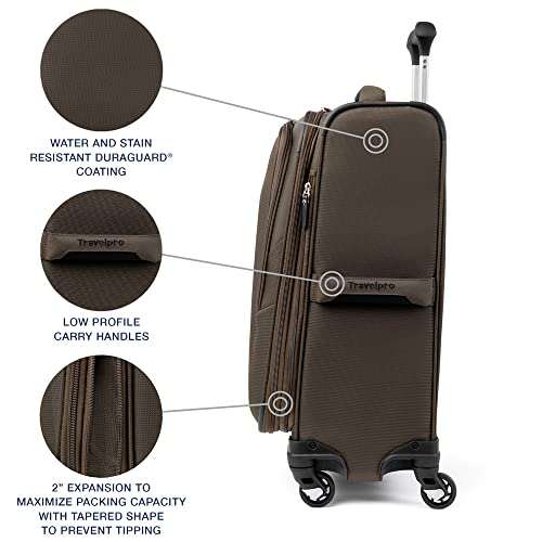 Slate Green Softside Expandable Carry On Luggage with 4 Spinner Wheels U923