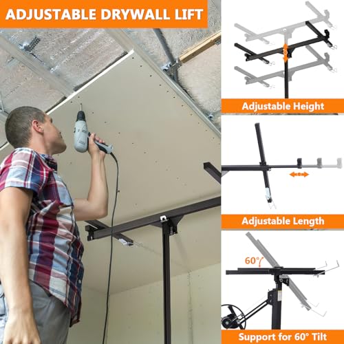 Drywall Lift 11FT 150LBS Heavy Duty 360° Adjustable Black Y85698