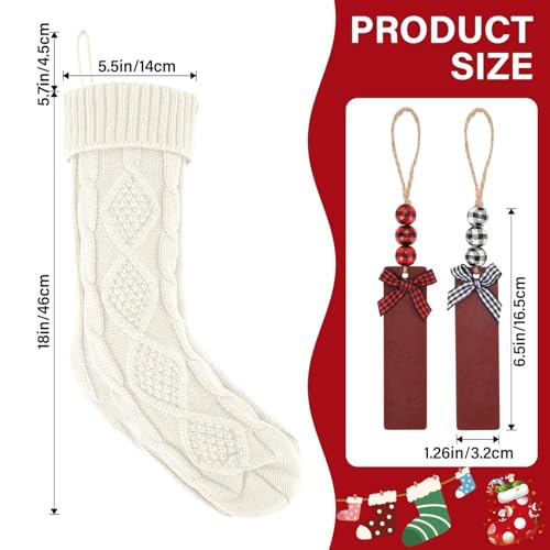 18Inch Cable Knitted Christmas Stockings in Red, White, Green A2948