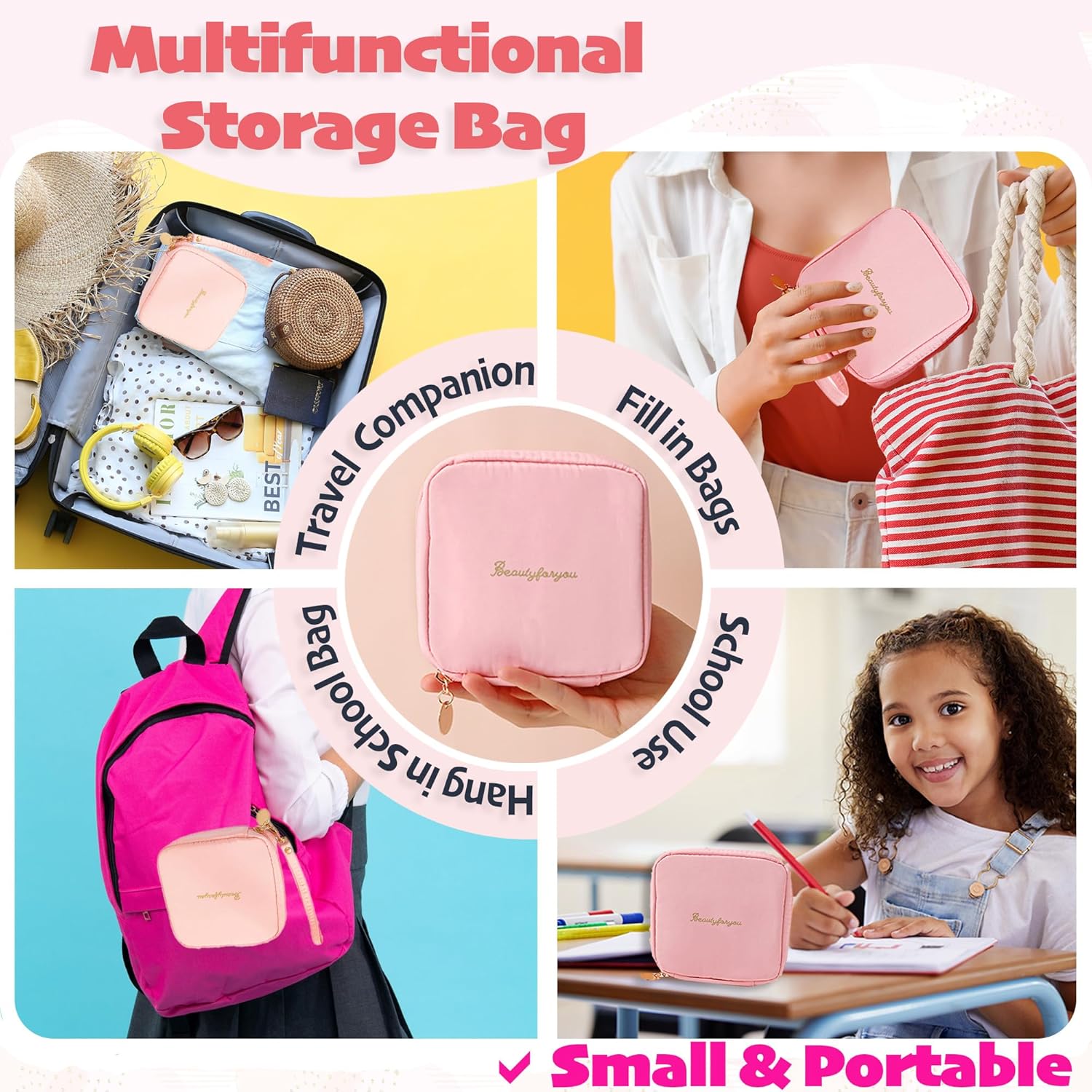 First Period Kit with Sanitary Pad Storage Bag, Wipes, Period Tracker M9410