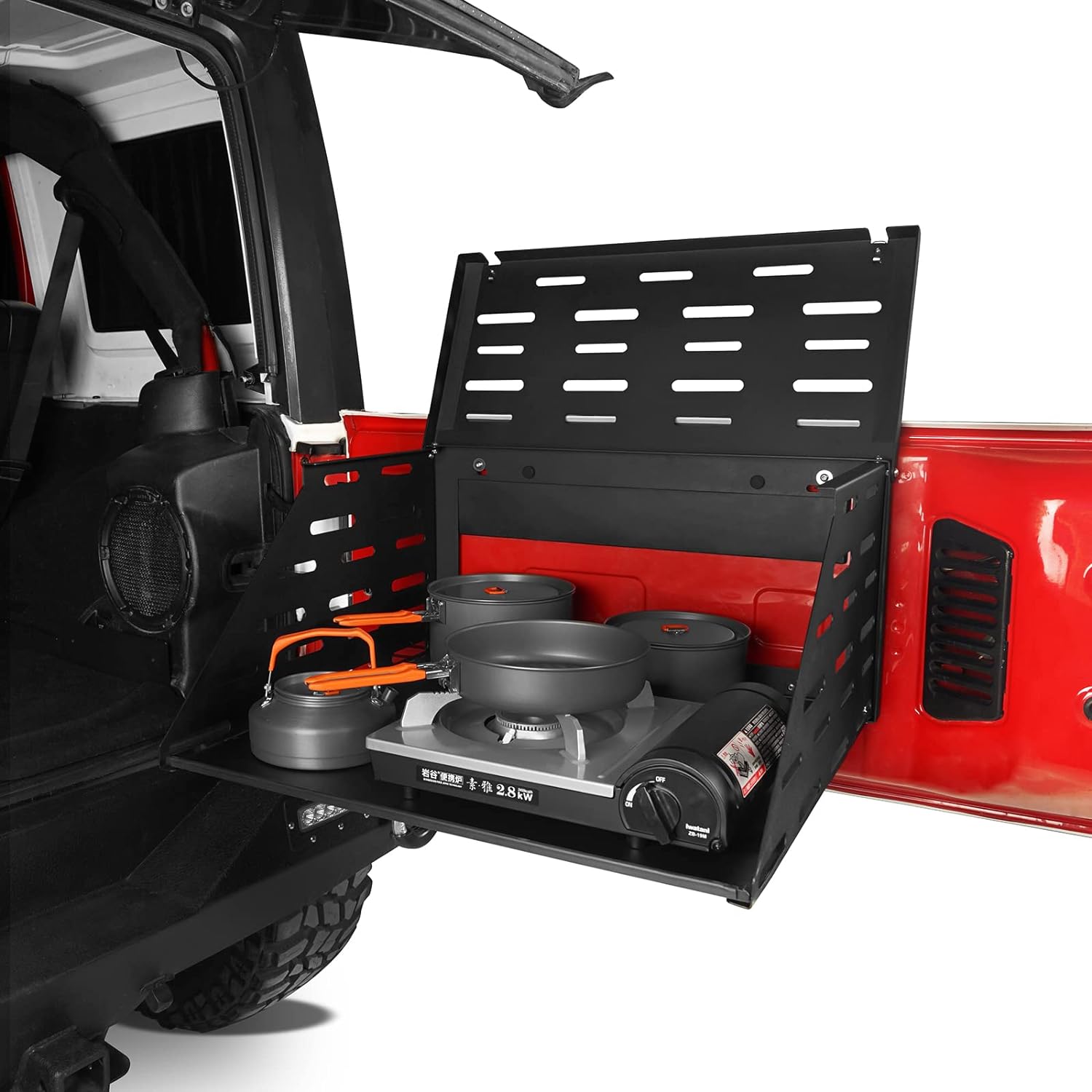 2-Tier Foldable Tailgate Table Camping Cargo Shelf U97227