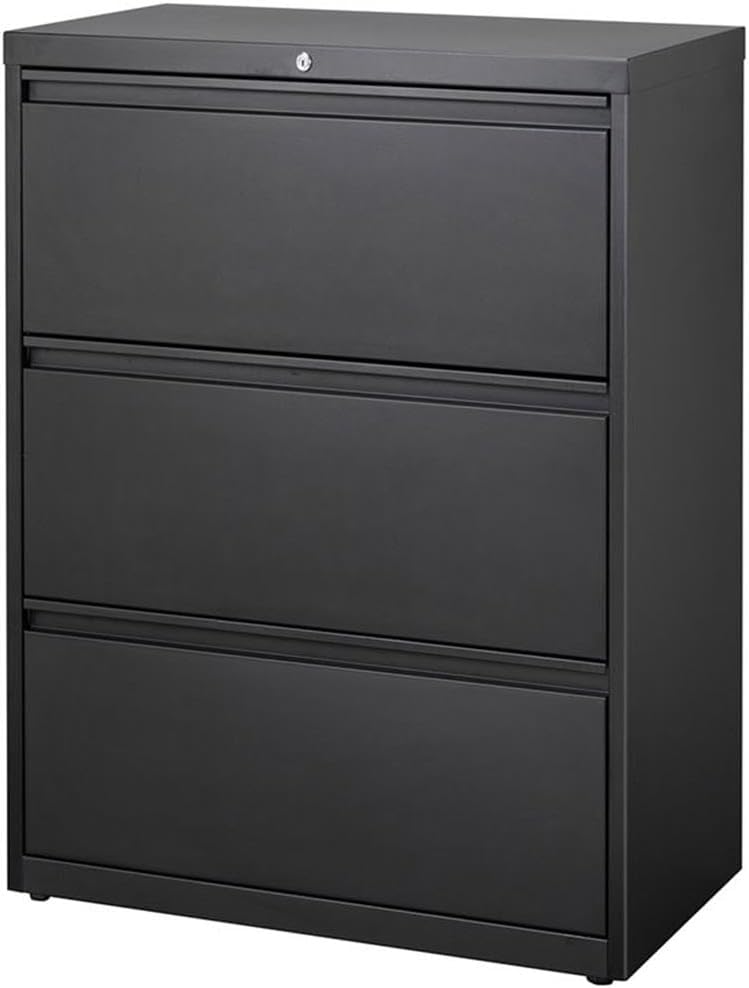 Black Metal 3 Drawer Lateral File Cabinet I730