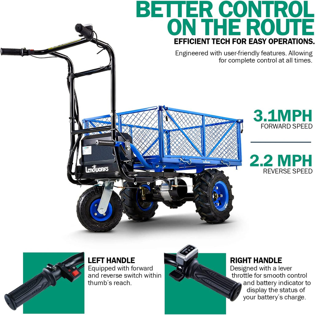 Utility Service Cart Wheelbarrow Electric 48V DC Li-Ion Battery Powered 500LBS Load I3707